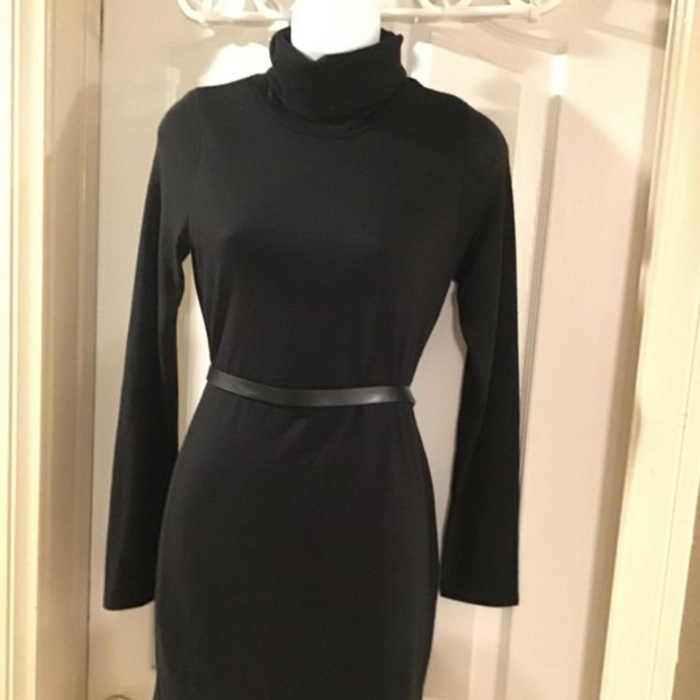 Black turtle neck dress